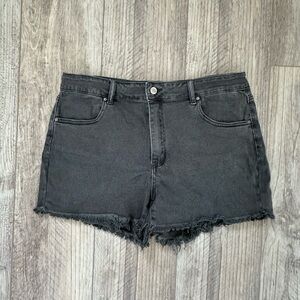 NWOT Zenana Faded Black / Grey Cut Off Ripped Jean Denim Shorts